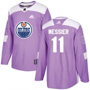 Wholesale Cheap Adidas Oilers #11 Mark Messier Purple Authentic Fights Cancer Stitched NHL Jersey