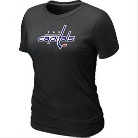 Wholesale Cheap Women\'s Washington Capitals Big & Tall Logo Black NHL T-Shirt