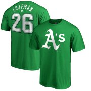 Wholesale Cheap Oakland Athletics #26 Matt Chapman Majestic St. Patrick's Day Stack Player Name & Number T-Shirt Kelly Green