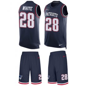 Wholesale Cheap Nike Patriots #28 James White Navy Blue Team Color Men\'s Stitched NFL Limited Tank Top Suit Jersey