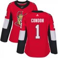 Wholesale Cheap Adidas Senators #1 Mike Condon Red Home Authentic Women's Stitched NHL Jersey