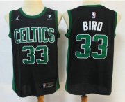 Wholesale Cheap Men's Boston Celtics #33 Larry Bird Black 2021 Brand Jordan Swingman Stitched NBA Jersey With NEW Sponsor Logo