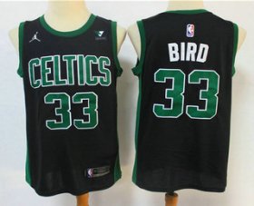 Wholesale Cheap Men\'s Boston Celtics #33 Larry Bird Black 2021 Brand Jordan Swingman Stitched NBA Jersey With NEW Sponsor Logo