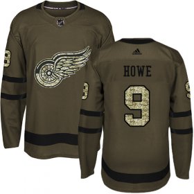 Wholesale Cheap Adidas Red Wings #9 Gordie Howe Green Salute to Service Stitched NHL Jersey