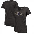 Wholesale Cheap Women's Baltimore Ravens NFL Pro Line by Fanatics Branded Black Distressed Team Logo Tri-Blend T-Shirt