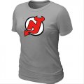 Wholesale Cheap Women's NHL New Jersey Devils Big & Tall Logo T-Shirt Light Grey