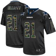 Wholesale Cheap Nike Cowboys #21 Ezekiel Elliott Black Men's Stitched NFL Elite Camo Fashion Jersey