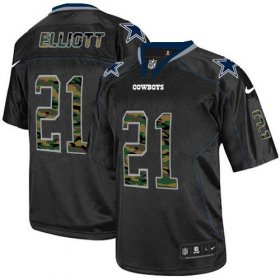 Wholesale Cheap Nike Cowboys #21 Ezekiel Elliott Black Men\'s Stitched NFL Elite Camo Fashion Jersey