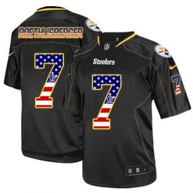 Wholesale Cheap Nike Steelers #7 Ben Roethlisberger Black Men\'s Stitched NFL Elite USA Flag Fashion Jersey