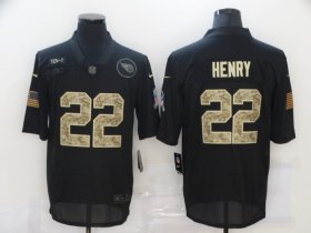 Wholesale Cheap Men\'s Tennessee Titans #22 Derrick Henry Black Camo 2020 Salute To Service Stitched NFL Nike Limited Jersey