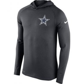 Wholesale Cheap Men\'s Dallas Cowboys Nike Charcoal Stadium Touch Hooded Performance Long Sleeve T-Shirt