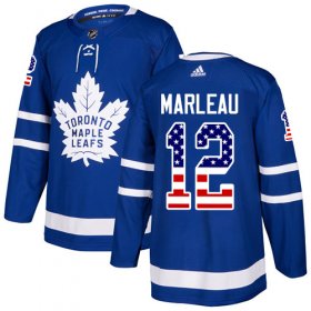Wholesale Cheap Adidas Maple Leafs #12 Patrick Marleau Blue Home Authentic USA Flag Stitched Youth NHL Jersey