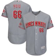 Wholesale Cheap Men's Reds #66 Yasiel Puig Majestic Gray 150th Anniversary Road Authentic Collection Flex Base Player Jersey