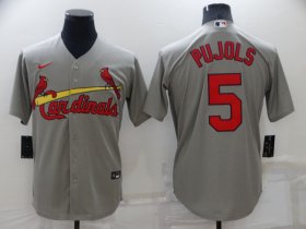 Wholesale Cheap Men\'s St Louis Cardinals #5 Albert Pujols Grey Stitched MLB Cool Base Nike Jersey