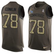 Wholesale Cheap Nike Titans #78 Jack Conklin Green Men's Stitched NFL Limited Salute To Service Tank Top Jersey