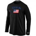 Wholesale Cheap USA Olympics USA Flag Collection Locker Room Long Sleeve T-Shirt Black