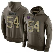 Wholesale Cheap NFL Men's Nike New York Giants #54 Olivier Vernon Stitched Green Olive Salute To Service KO Performance Hoodie