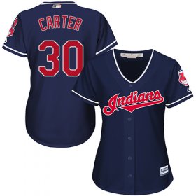 Wholesale Cheap Indians #30 Joe Carter Navy Blue Alternate Women\'s Stitched MLB Jersey