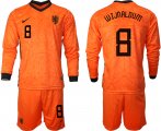 Wholesale Cheap Men 2021 European Cup Netherlands home long sleeve 8 soccer jerseys