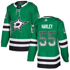 Cheap Adidas Stars #55 Thomas Harley Green Home Authentic Drift Fashion Stitched NHL Jersey