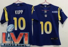 Wholesale Cheap Women\'s Los Angeles Rams #10 Cooper Kupp Limited Royal 2022 Super Bowl LVI Bound Vapor Jersey