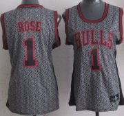 Wholesale Cheap Chicago Bulls #1 Derrick Rose Gray Static Fashion Womens Jersey