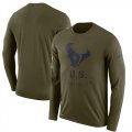 Wholesale Cheap Men's Houston Texans Nike Olive Salute to Service Sideline Legend Performance Long Sleeve T-Shirt
