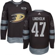 Wholesale Cheap Adidas Ducks #47 Hampus Lindholm Black 1917-2017 100th Anniversary Stitched NHL Jersey