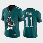 Wholesale Cheap Philadelphia Eagles #11 Carson Wentz Men's Nike Player Signature Moves Vapor Limited NFL Jersey Green