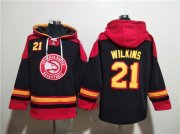 Wholesale Cheap Men's Atlanta Hawks #21 Dominique Wilkins Black Red Lace-Up Pullover Hoodie