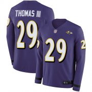 Wholesale Cheap Nike Ravens #29 Earl Thomas III Purple Team Color Men's Stitched NFL Limited Therma Long Sleeve Jersey