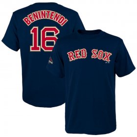 Wholesale Cheap Boston Red Sox #16 Andrew Benintendi Majestic Youth 2019 Gold Program Name & Number T-Shirt Navy