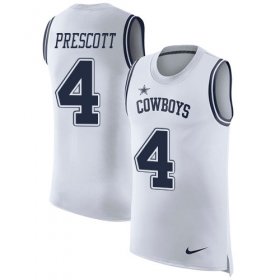 Wholesale Cheap Nike Cowboys #4 Dak Prescott White Men\'s Stitched NFL Limited Rush Tank Top Jersey