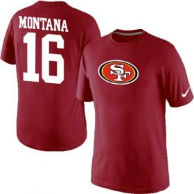 Wholesale Cheap Nike San Francisco 49ers #16 Joe Montana Name & Number NFL T-Shirt Red