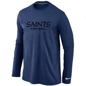 Wholesale Cheap Nike New Orleans Saints Authentic Font Long Sleeve T-Shirt Dark Blue