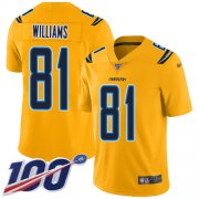 Wholesale Cheap Nike Chargers #81 Mike Williams Gold Men's Stitched NFL Limited Inverted Legend 100th Season Jersey