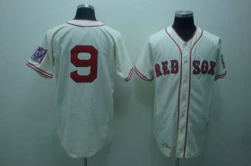 Wholesale Cheap Mitchell and Ness 1939 Red Sox #9 Ted Williams Stitched Cream Throwback MLB Jersey