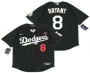 Wholesale Cheap Men's Los Angeles Dodgers #8 Kobe Bryant Black With KB Patch Stitched MLB Cool Base Nike Jersey
