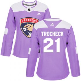 Wholesale Cheap Adidas Panthers #21 Vincent Trocheck Purple Authentic Fights Cancer Women\'s Stitched NHL Jersey