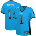 Wholesale Cheap Nike Panthers #1 Cam Newton Blue Alternate Women's Stitched NFL Elite Drift Fashion Jersey