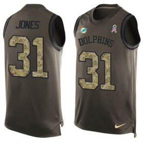Wholesale Cheap Nike Dolphins #31 Byron Jones Green Men\'s Stitched NFL Limited Salute To Service Tank Top Jersey