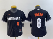 Wholesale Cheap Youth Baltimore Orioles #8 Cal Ripken Jr Number Black 2023 City Connect Cool Base Stitched Jersey 2