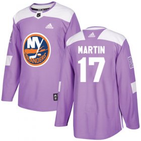 Wholesale Cheap Adidas Islanders #17 Matt Martin Purple Authentic Fights Cancer Stitched NHL Jersey