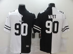 Wholesale Cheap Men\'s Pittsburgh Steelers #90 T. J. Watt White Black Peaceful Coexisting 2020 Vapor Untouchable Stitched NFL Nike Limited Jersey