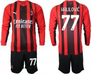 Wholesale Cheap Men 2021-2022 Club Ac Milan home red Long Sleeve 77 Soccer Jersey