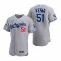 Men's Los Angeles Dodgers Alex Vesia #51 Grey 2020 World Series Champions Jersey