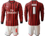 Wholesale Cheap AC Milan #11 Borini Home Long Sleeves Soccer Club Jersey