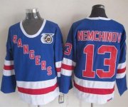 Wholesale Cheap Rangers #13 Sergei Nemchinov Blue CCM 75TH Stitched NHL Jersey