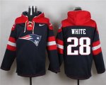 Wholesale Cheap Nike Patriots #28 James White Navy Blue Player Pullover NFL Hoodie