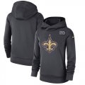 Wholesale Cheap Women's New Orleans Saints Nike Anthracite Crucial Catch Performance Pullover Hoodie